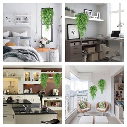 Huryfox Artificial Hanging Plants Fern Vine - Fake Ivy Leaves Decoration for Indoors & Outdoors, Faux Foliage Greenery Decor for Living Room, Kitchen, Balcony, Garden, Bedroom, Farmhouse Aesthetic