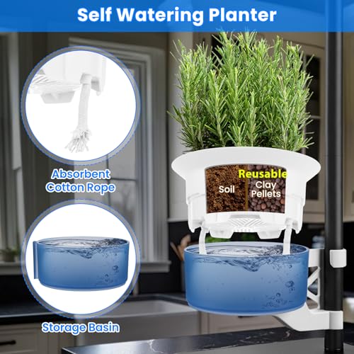 Large Venus Fly Trap Terrarium Kit with Grow Light Timer& Adjustable Metal Stand, African Violet Self Watering Planter Pot for Herbs,Carnivorous Plants,Christmas for Dad Garden Lover