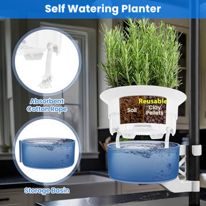 Large Venus Fly Trap Terrarium Kit with Grow Light Timer& Adjustable Metal Stand, African Violet Self Watering Planter Pot for Herbs,Carnivorous Plants,Christmas for Dad Garden Lover