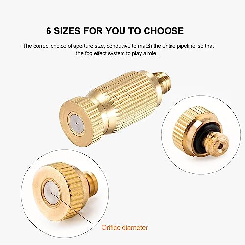 20pcs High Pressure Atomizer Nozzle Brass Misting Nozzles for Outdoor Cooling System, Landscaping, Greenhouse Irrigation, Air Humidification, Anti-Drip Fogging Spray Head(0.004"/0.1mm)