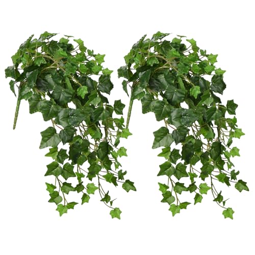 Hollyone 2pcs Artificial Hanging Plants 24" Fake Ivy Vine Faux Ivy Leaves Hanging Plant Greenery for Wall House Room Patio Indoor Outdoor Home Shelf Office Wedding Decor - color: Small-style 2, size: Small-2 Pack