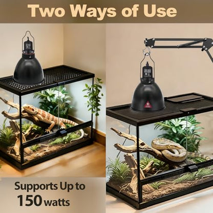 5.5in Deep Dome Reptile Lamp 150w,Dome Reptile Heat Lamp Fixture 150w with Switches Fit for Reptile Heat Bulb uvb，Reptile Heat Lamp Domee 150ww for Amphibian Reptile for Turtles Snake - style: 5.5inch High Reflective