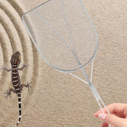 Abaodam Reptile Sand Shovel Stainless Steel Sifter with Fine Mesh for Terrarium Substrate Cleaning and Waste Removal, Sturdy Sand Scoop for Tortoise, Lizard, Gecko, and Snake Habitat