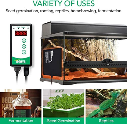 iPower Digital Thermostat Controller for Heat Mat, Seed Germination, Reptiles and Brewing Breeding Incubation Greenhouse, 40-108°F - size: 1000W-Green, style: 1 Pack