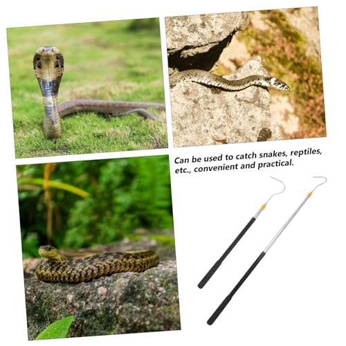 HANABASS 1.5m Telescoping Snake Hook with Adjustable Stainless Steel Snake Handling Tool for Safe and Efficient Capture of Various Portable Reptile Accessory
