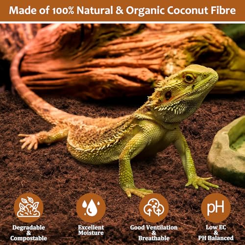 Riare 8 Pack Natural Coconut Fiber Substrate for Reptile- Premium Compressed Coconut Husk Terrarium Bedding for Reptile, Tortoise, Frogs, Snakes Hermit Crabs, Burrowing Animals - color: 8 pack