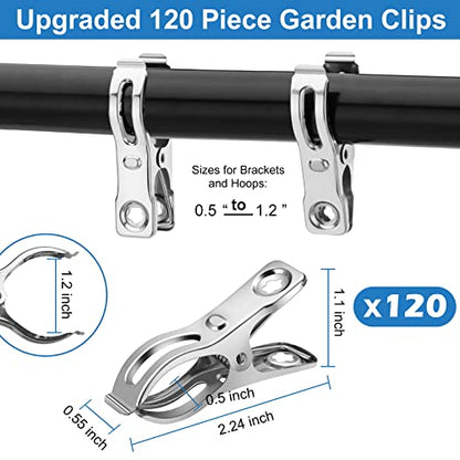 120 Pcs Greenhouse Clips, Garden Clips for Netting, Stainless Steel Greenhouse Clamps, Have a Strong Grip to Hold Down The Shade Cloth or Plant Cover on Garden Hoops or Greenhouse Hoops - style: 2.3inch-120pcs