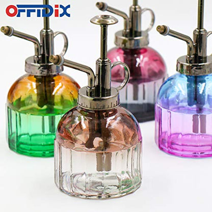 OFFIDIX Plant Mister Glass Spray Bottle, Glass Mister Indoor Plant Mister with Bronze Plastic Top Pump Glass Small Watering Can One Hand for Flower Plants - color: D-Wine Red Gray Gradient