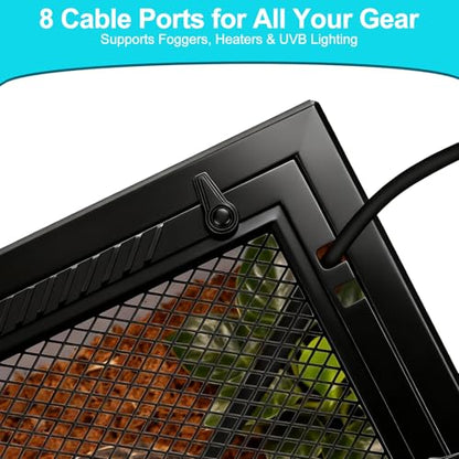 Reptile Terrarium Glass Enclosure 22" × 14" × 12", Front Opening Tank with Mesh Top, Easy Assembly for Small Reptiles, Geckos, Lizards, Snakes, Turtles & More - size: 22" x 14" x 12"