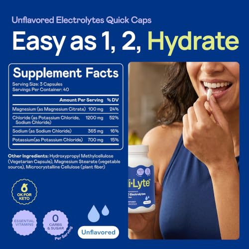 Hi-Lyte K700 Electrolytes Unflavored Quick Caps for Keto and Performance Booster, 40 Servings - style: Keto Unflavored - 40 Servings