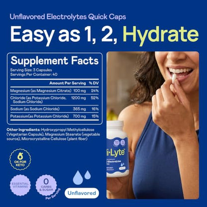 Hi-Lyte K700 Electrolytes Unflavored Quick Caps for Keto and Performance Booster, 40 Servings - style: Keto Unflavored - 40 Servings
