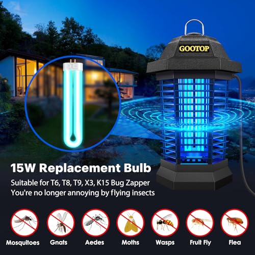 GOOTOP Replacement Bulb for Zap T6 Pro, K15, T9, X3 Bug Zapper Outdoor, 15W, 4-Pin Base, U Shaped Twin Tube Bulb for Outdoor Mosquito Zapper,2 Pack - size: 2 pcs