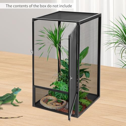 Reptile Enclosure, Aluminum Alloy Micro Habitat Terrarium with Removable Top Mesh for Chameleons, Breathable Mesh Habitat, Geckos and Small Reptiles