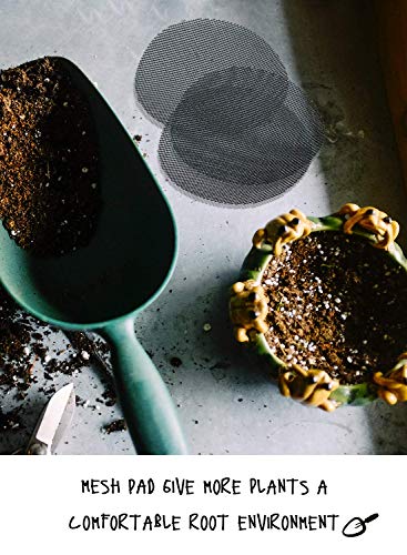 LE TAUCI Plant Pot Hole Mesh Pads, 4-Inch Round Flower Pot Drainage Covers, Prevent Soil Loss, Durable Reusable, Bonsai Bottom Grid Mat, Gardening Essentials, 50-Pack - size: 4*4 inches