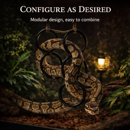 2PCS Snake Climbing Rings for Ball Python - Enrichment Toys for Corn Snake - Reptiletank Cage Decor Habitat Accessories | Terrarium, Bearded Dragon, Chameleon, Iguana, Gecko, Lizard, Parrot