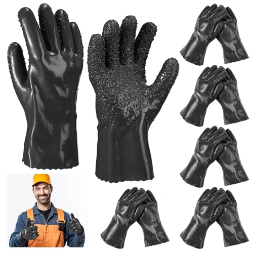 5 Pairs Sewer Snake Glove PVC Non Slip Sewer Gloves Drain Cleaning Glove Plumbing Tools for Professional Plumber - color: Black