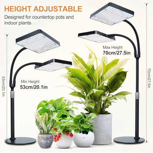 FECiDA 2026 2Head Tabletop Grow Lights for Seed Starting, Indoor Plants, Bonsai, 50 Watt Power Draw, NO Need Adapter, Super Bright and Big Coverage, 4/8/12/16/20 Hr Timer, 16"-24" Height Adjustable - size: TableTop-2Head-50W-Timer