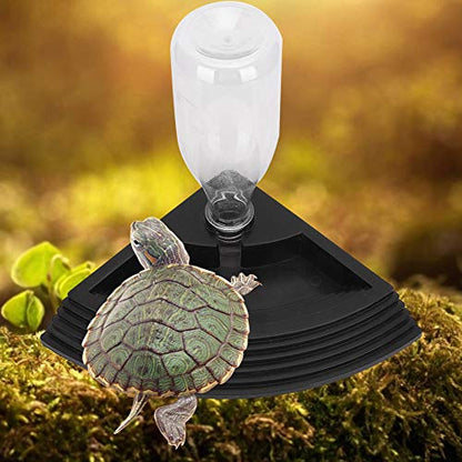Pet Reptile Automatic Water Dispenser, Imitation Stone Design, Multi Step Edge Drinking Fountain Bowl for Tortoise, and Bearded Dragons