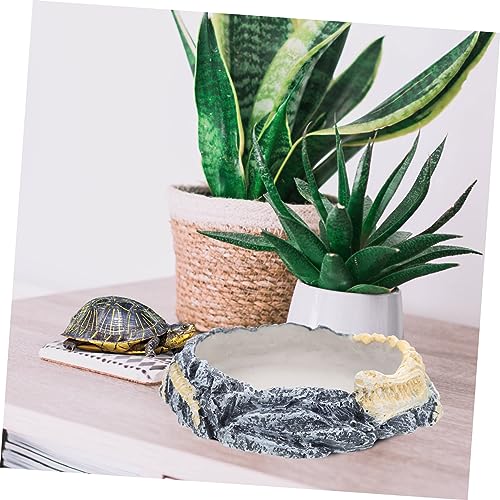 Sosoport Convenient Reptile Bowl Water Dish for Turtles Lizards and Snakes Feeding Accessory Natural Appearance for Reptile Tanks