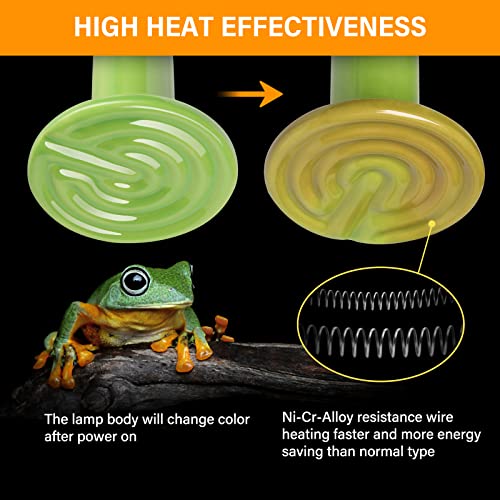 Simple Deluxe 150W Mini Ceramic Heat Emitter Reptile Heat Lamp Bulb No Light Emitting Brooder Coop Heater for Amphibian Pet & Incubating Chicken, 2 Pack, Green - color: Green, style: 150W
