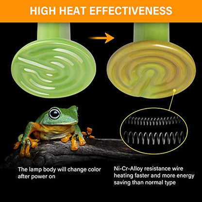 Simple Deluxe 150W Mini Ceramic Heat Emitter Reptile Heat Lamp Bulb No Light Emitting Brooder Coop Heater for Amphibian Pet & Incubating Chicken, 2 Pack, Green - color: Green, style: 150W