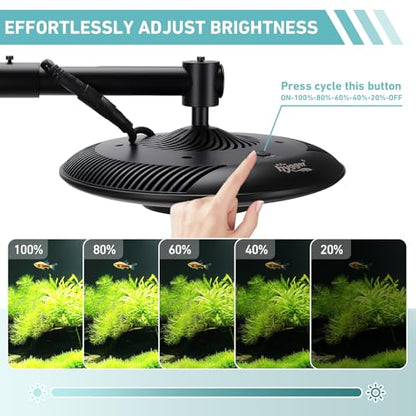 hygger 55W High PAR LED Aquarium Light, Full Spectrum Fish Tank Lighting for Aquascape Planted Tank Paludarium, Adjustable Brightness Aquarium Lamp & Stand Kit