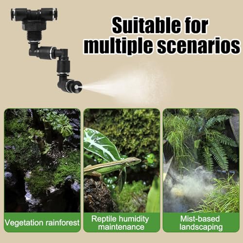 Reptile Mister Nozzles, 1/2PCS Fine Rainforest Tank Sprinkler 360° Adjustable Terrarium Fogger for 6mm/0.24'' Outer Diameter Hose - color: 2PCS