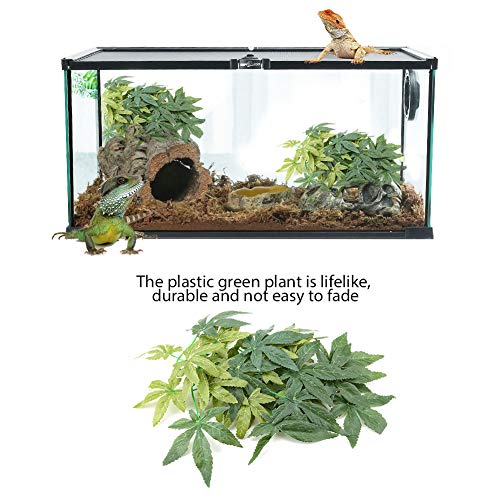 Reptiles Artificial Vine Plastic Fake Hanging Leaves Green Simulation Plant Reptile Terrarium Habitat Decor Aquarium Fish Ornament with a Sucker - size: 30cm