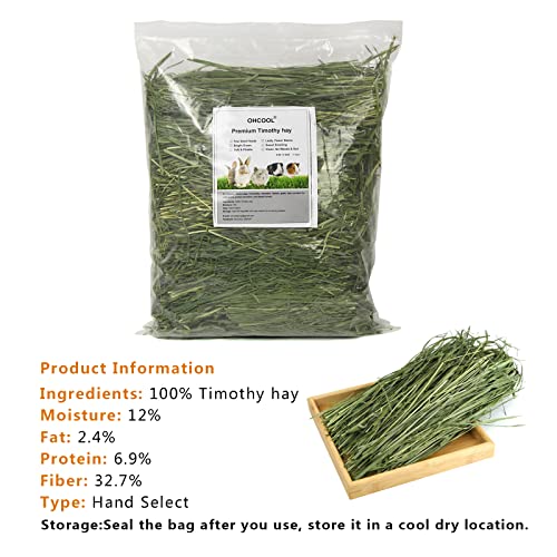 Timothy Hay, 2.2LBS Small Pet Feed | Premium dust free natural fresh timothy hay, for rabbits, tortoises, guinea pigs, chinchillas, 2 packs of 1.1lbs each
