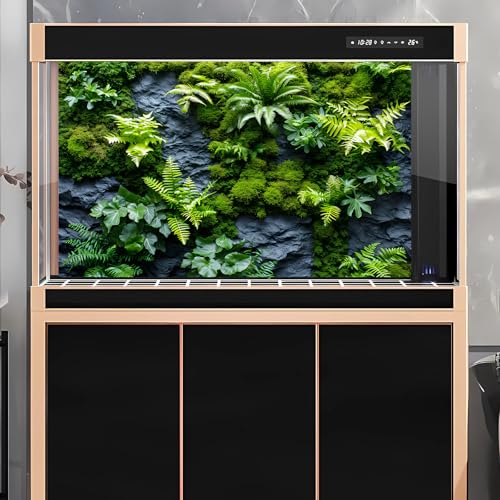 Rock Wall Reptile Habitat Background Greenery-Infused Room Vertical Moss Wall Terrarium Background Nature's Embrace Tropical Green Plants Fish Tank Background Moss Wall Aquarium Background 30x18in - color: Green, size: 30(W)x18(H)in