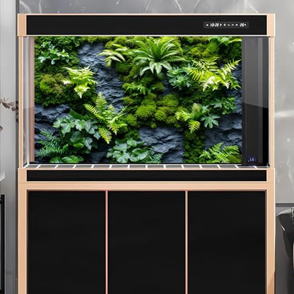 Rock Wall Reptile Habitat Background Greenery-Infused Room Vertical Moss Wall Terrarium Background Nature's Embrace Tropical Green Plants Fish Tank Background Moss Wall Aquarium Background 30x18in - color: Green, size: 30(W)x18(H)in