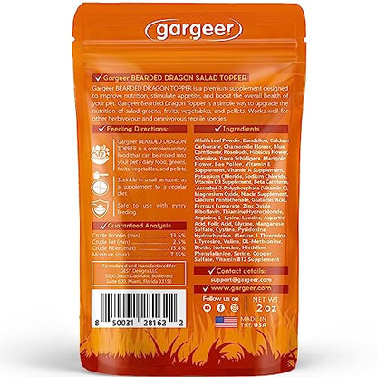 Gargeer 2oz Bearded Dragon Food Supplement, Flower Salad Mix Topper. Supercharge Juveniles & Adults Appetite, Health & Immune System. Complete Diet, Rich with Vitamins, Made in The USA. Enjoy! - size: 2 Ounce (Pack of 1)