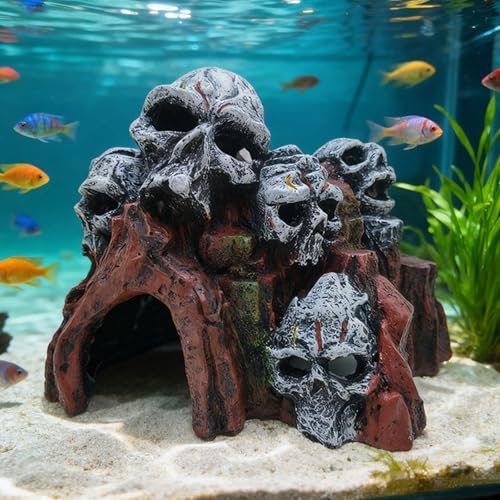 Unique Skull Cave Fish Tanks Decoration Fish House Cave Decorative Terrariums Landscaping Handcrafted Skull Aquariums
