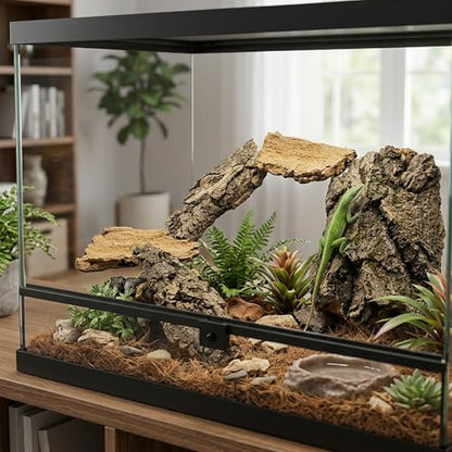 5PCS Cork Bark for Reptiles, Five Pieces Habitat Decor, Reptile Enclosure Bark Pieces, Ideal for Climbing and Hiding