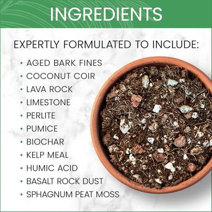 Purived Premium Houseplant Potting Mix | 4 Quarts | Ideal Soil Drainage & Moisture Retention for Indoor Potted Plants | with Kelp, Biochar, Lava Rock & Humic Acid | Made in USA