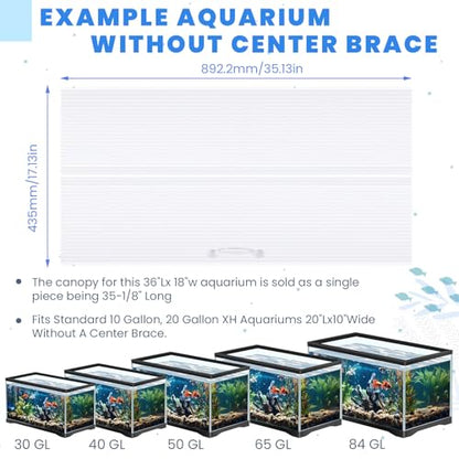 Sieral Aquarium Canopy Set Polycarbonate Greenhouse Panels 35.13 x 17.13 x 0.12 Inch for 50/65/84 Gallon Fish Tank Without Center Brace Aquariums Cover Fish Tank Lid, Clear - color: Clear, size: 36 x 18 Inch