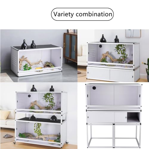 Reptile Enclosure 40x16x16'' Large Reptile Terrarium Habitat Tank for Bearded Dragon Gecko Lizard Snake, 44 Gallon Wide Breeding Lounge Vivarium Area with Sliding Doors Lock - size: 40x16x16'' - 44 Gallon - 2pcs with spacers