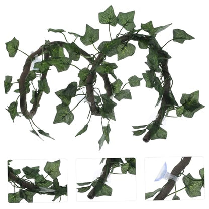 Sosoport 1m Jungle Vines for Reptiles Flexible Artificial Decor with Suckers Leaf for Lizard Frogs Snakes Creative DIY Habitat Ornament for Terrarium and Aquarium Use