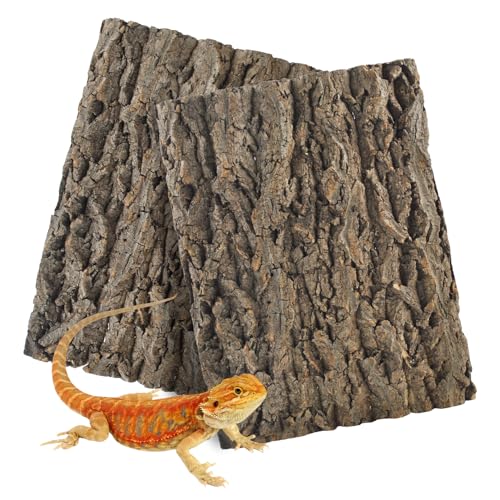 2PCS Reptile Cork Bark Background,15.74 x 11.81 Inch Natural Cork Wood Terrarium Background Bearded Dragon Tank Bark Backdrop Wall Decor for Lizard Gecko Chameleon Tortoise Snake Spider Frog - size: 【15.74 x 11.81 In】