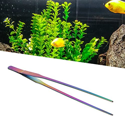 Aquarium Tweezers,27cm Long Multipurpose Tongs Stainless Steel Fish Long Tweezers Planted Tongs Feeding Tools for Kitchen Reptiles (27cm straight clip) - size: 27cm straight clip