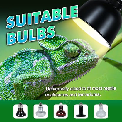 5.5 Inch Shallow Dome Reptile Lamp Fixture, Suitable for UVB Bulbs and Basking Heat Bulbs, Max 160W.