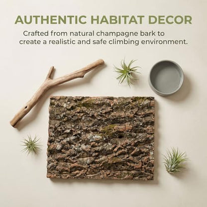 DECHOUS 3Pcs Natural Cork Bark Background for Reptile Tank, Terrarium Decor 15.8" X 12" Tree Barks Wall Panel Climbing Cork Pieces for Lizard Gecko Chameleon Snake Habitat