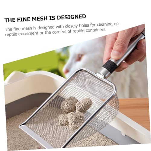 Luxshiny Reptile Litter Scoop Stainless Steel Metal Shovel 1.5x1.5mm Mesh Sifter for Indoor Terrarium Substrate Pet Waste Removal