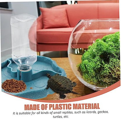 Reptile Water Food Bowl Automatic Turtle Dispenser Bottle Feeding Dish for Lizard Tortoise Bearded Dragon Chameleon
