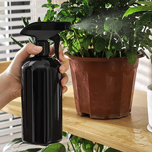 UUJOLY 17 oz Plastic Spray Bottle Trigger Empty Spray Bottles Clear Refillable Container for Water, Essential Oils, Hair, Cleaning Products, Adjustable Head Sprayer and Stream, Black, 2 Pack - color: Z-Black, size: 2 Pack/500ml