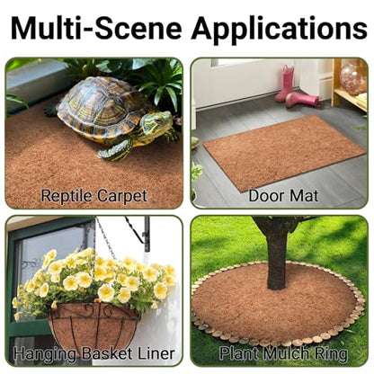 ZeeDix 10 Pcs Reptile Carpet, 12X12 inch Natural Coconut Fiber Liner Mat Flooring Accessories for Reptile Tank - Bearded Dragon Tortoise Lizard Turtle Snake Leopard Gecko Substrate Bedding - size: 10 Pcs (12X12in)
