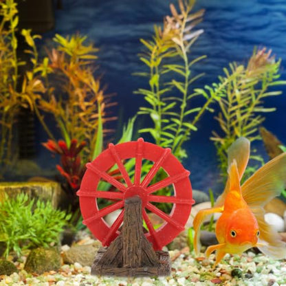 jojofuny Miniature Aquarium Water Wheel Fish Tank Fountain Decorative Plastic Water Mill Model for Aquatic Environments and Fish Tank, Increases Oxygen Supply Realistic Design for Hotels