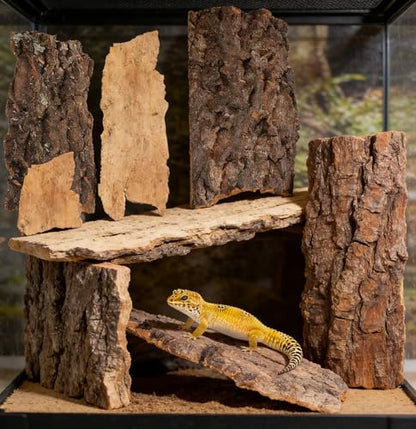 Cork Bark for Reptiles, 4PCS Cork Terrarium Background, Pet Reptile Bark Bearded Dragon Tank Accessories for Bearded Dragon Lizard Geckos Tortoise, 3.2 to 5.5Inch