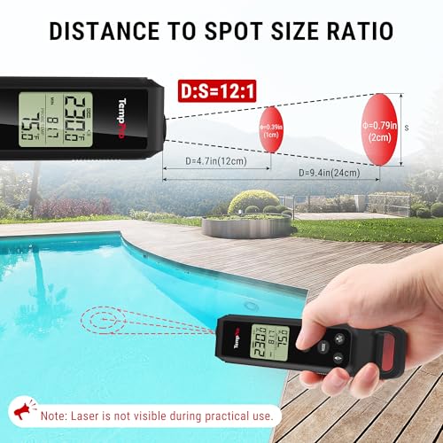 TempPro 2-in-1 Instant Read Thermometer for Cooking, Infrared Thermometer with Meat Probe, Non-Contact Laser Meat Thermometer for Griddle Grill Pizza Oven, Black, Gift for Dad Him Husband