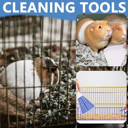 Mini Dustpan and Brush, Reptile Scoop Feeding Tool, Stainless Steel Straight Tweezers and Curved Tweezers for Reptiles, Hamsters, Hedgehogs, Rats, Guinea Pigs, Lizards and Other Small Animals(Black)
